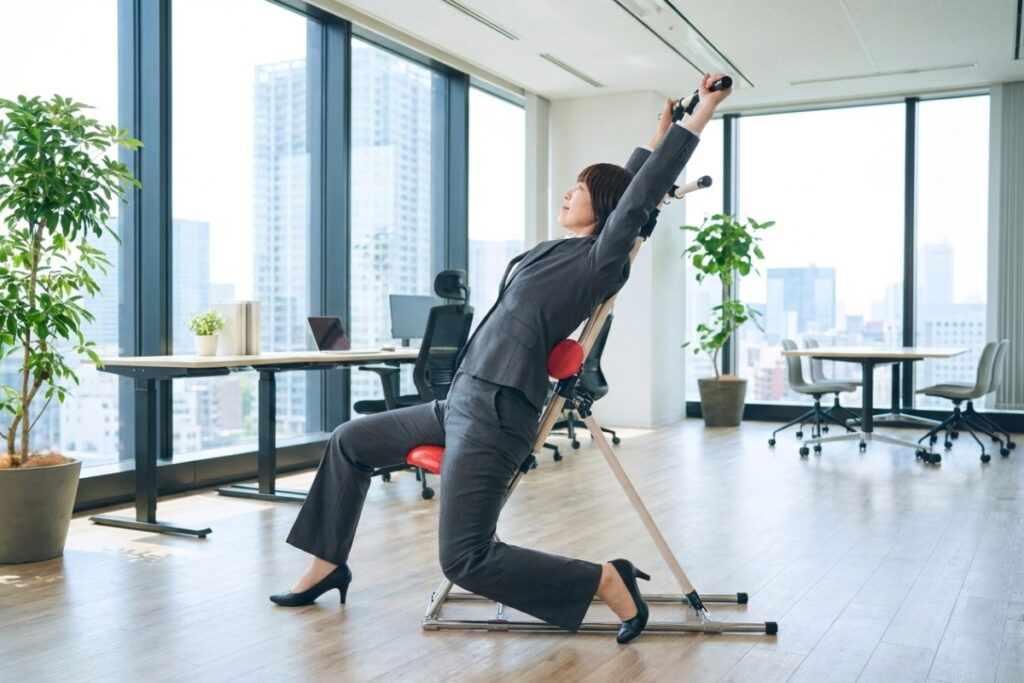 オフィス,整体チェア,整体,セルフケア,椅子,肩こり,腰痛,姿勢,猫背,座位歪み,ストレッチ,神奈川県,伊勢原市,愛甲石田駅,てんしん堂整体院,疲労,座りながら